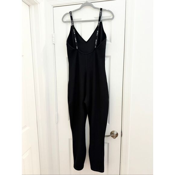 Nike Womens Black Sleeveless V-Neck Ribbed Just Do It Jumpsuit Size XL - Picture 3 of 5